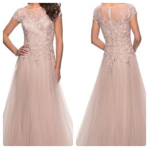 La Femme Dresses & Skirts - La Femme - 26893 Embroidered Lace Bateau A-line Dress Size 16 NWOT